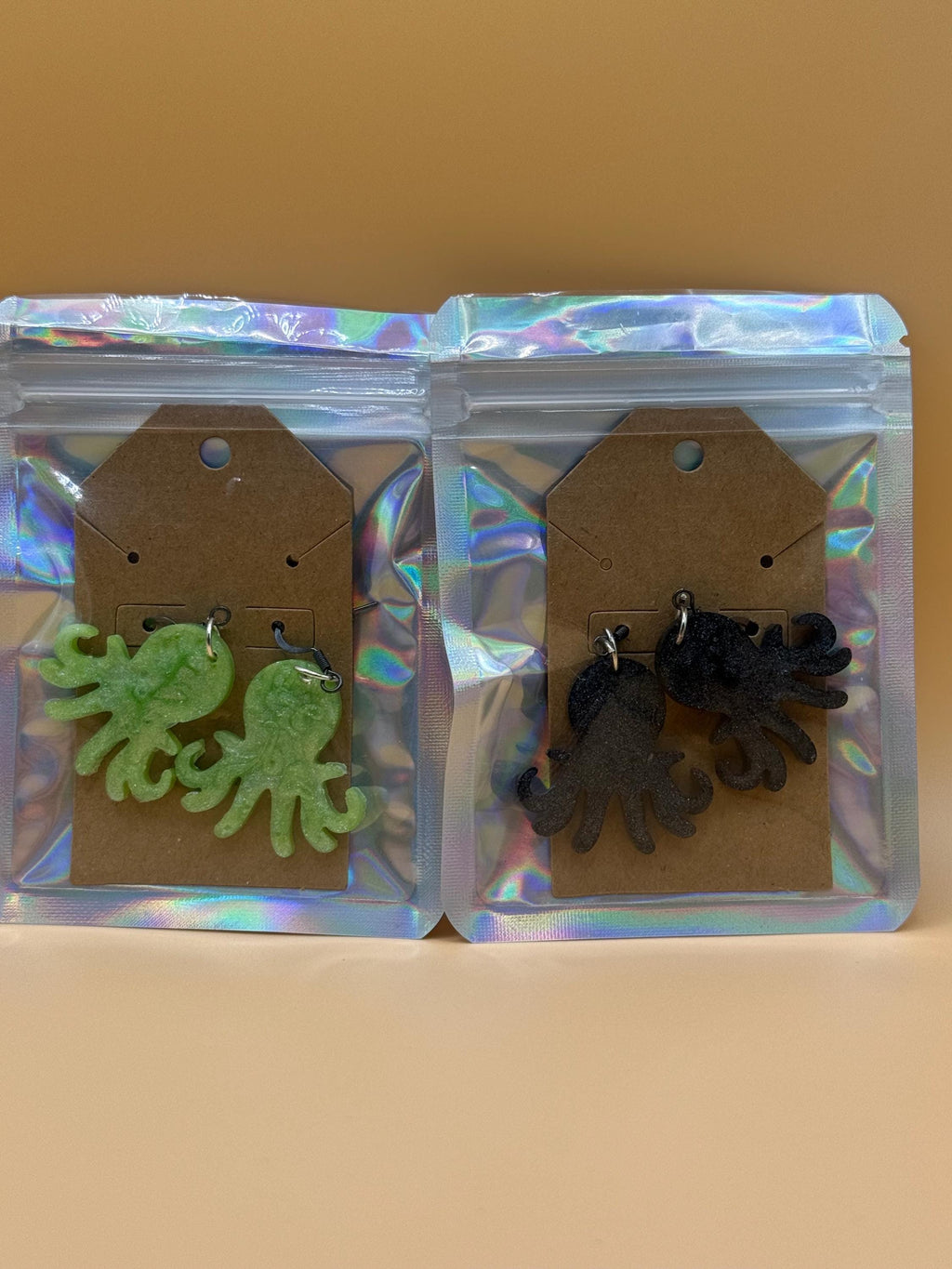 Handmade Resin Octopus Earrings: Shimmering Ocean Jewelry