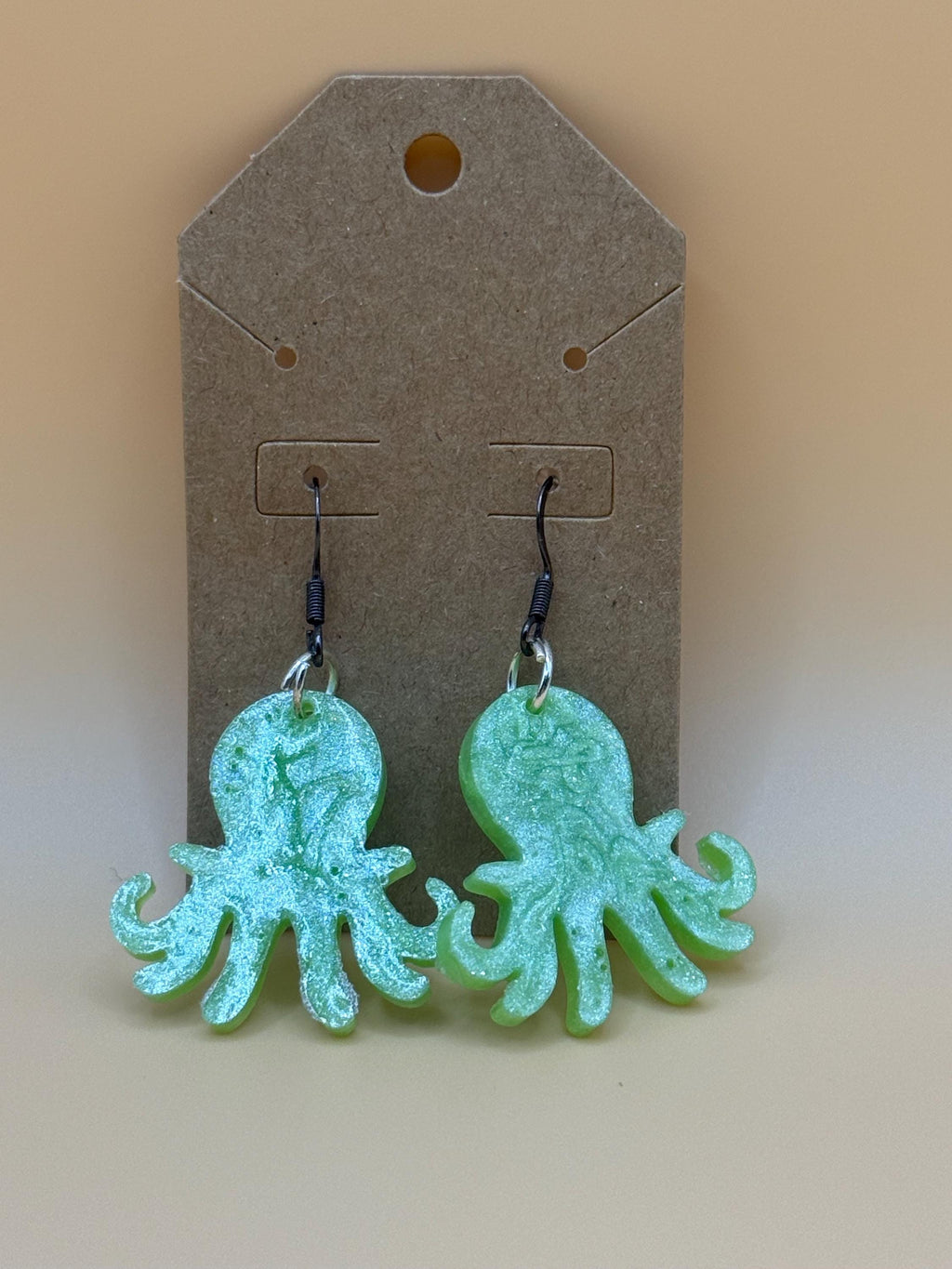 Handmade Resin Octopus Earrings: Shimmering Ocean Jewelry