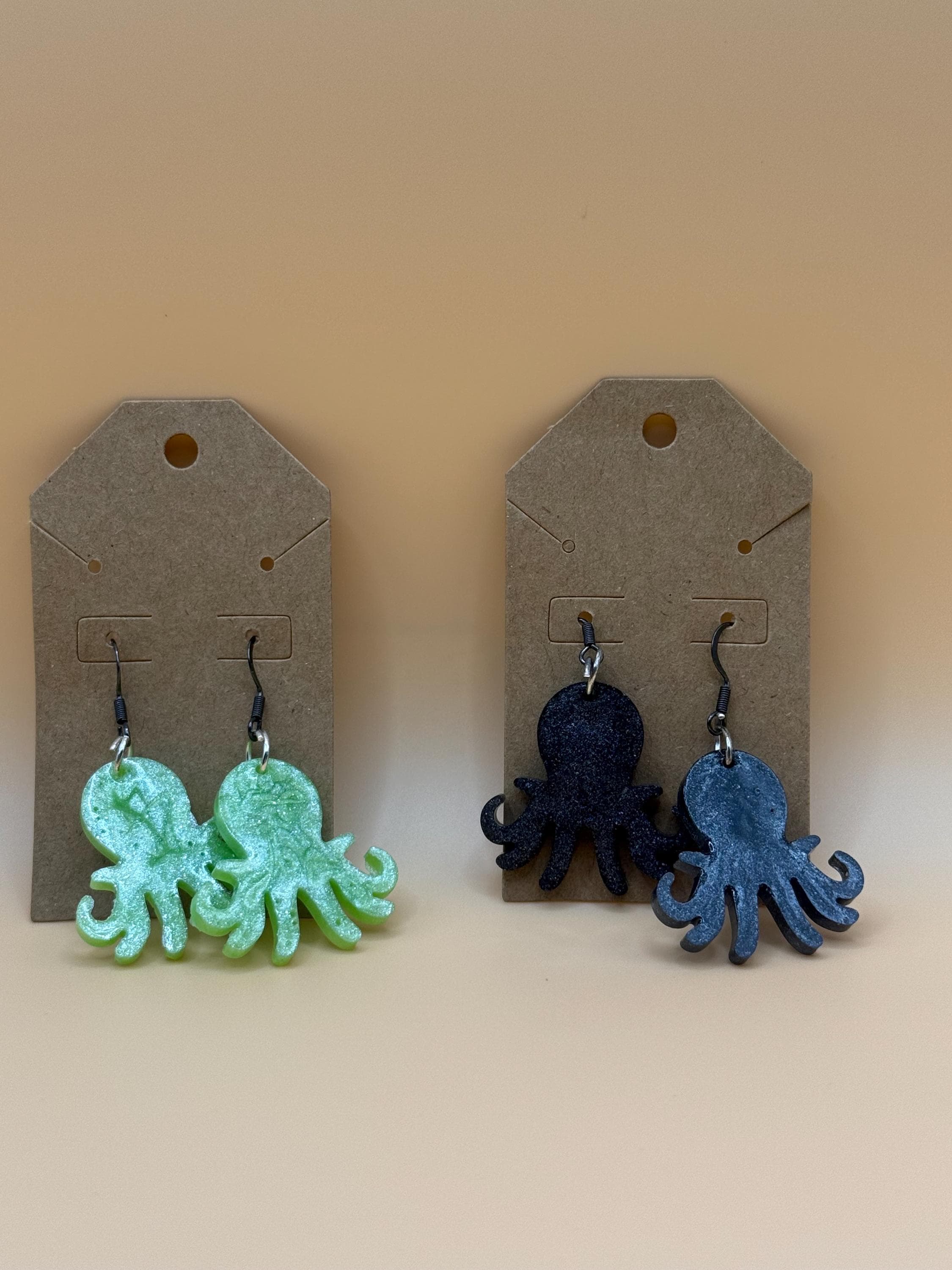 Handmade Resin Octopus Earrings: Shimmering Ocean Jewelry