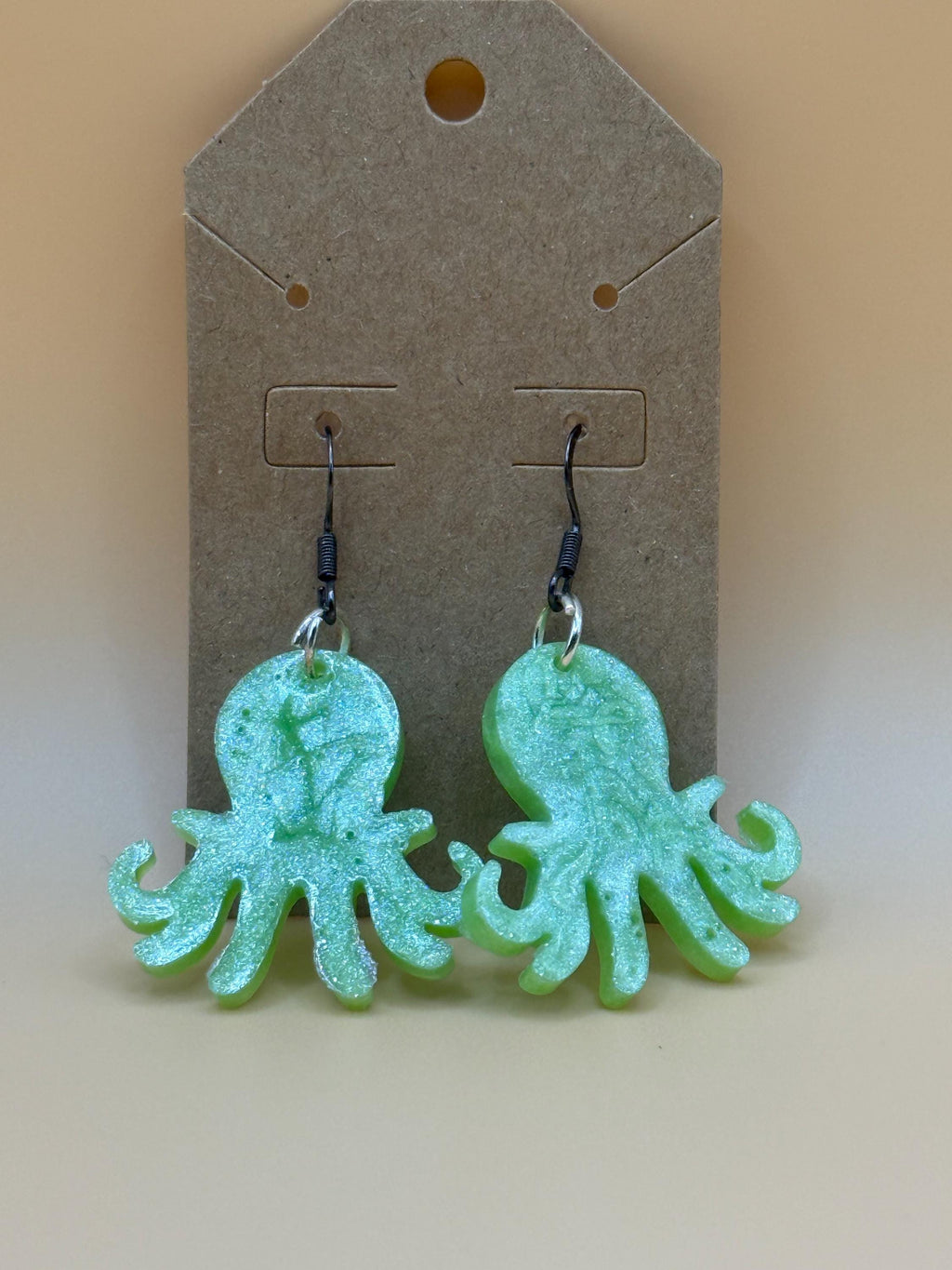 Handmade Resin Octopus Earrings: Shimmering Ocean Jewelry