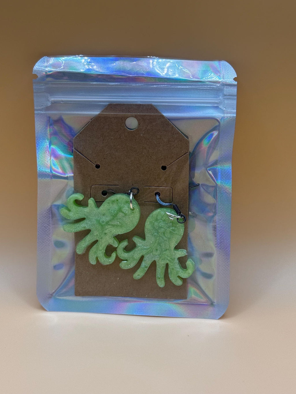 Handmade Resin Octopus Earrings: Shimmering Ocean Jewelry