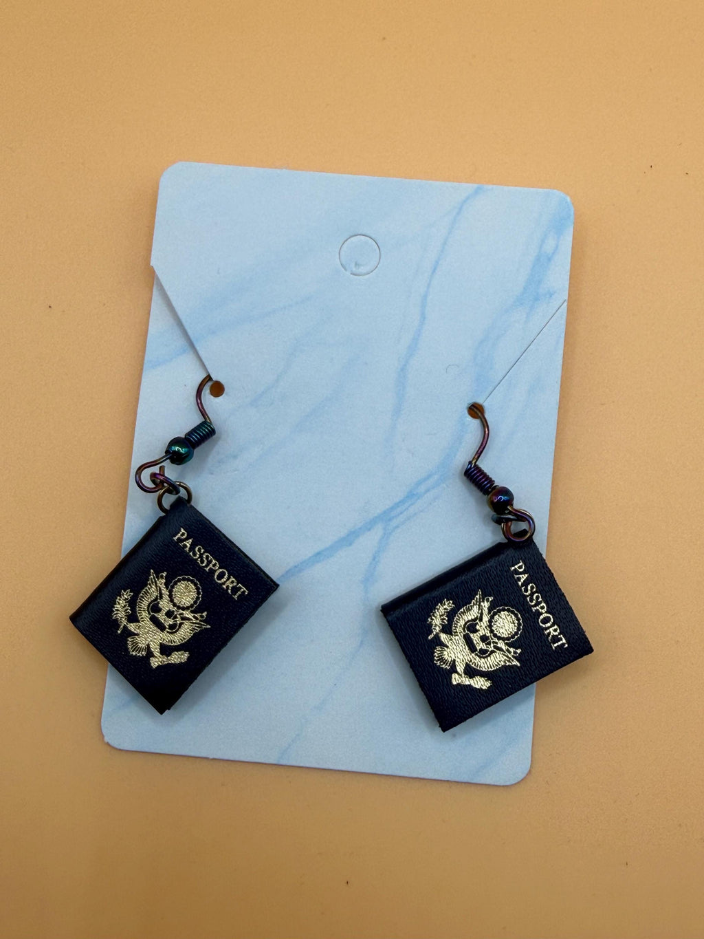 Mini Passport Earrings: Travel Lover Accessory, Gold Accent Charm