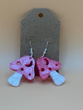 Red Glitter Mushroom Earrings with Celestial Cutouts – Whimsical Resin Jewelry